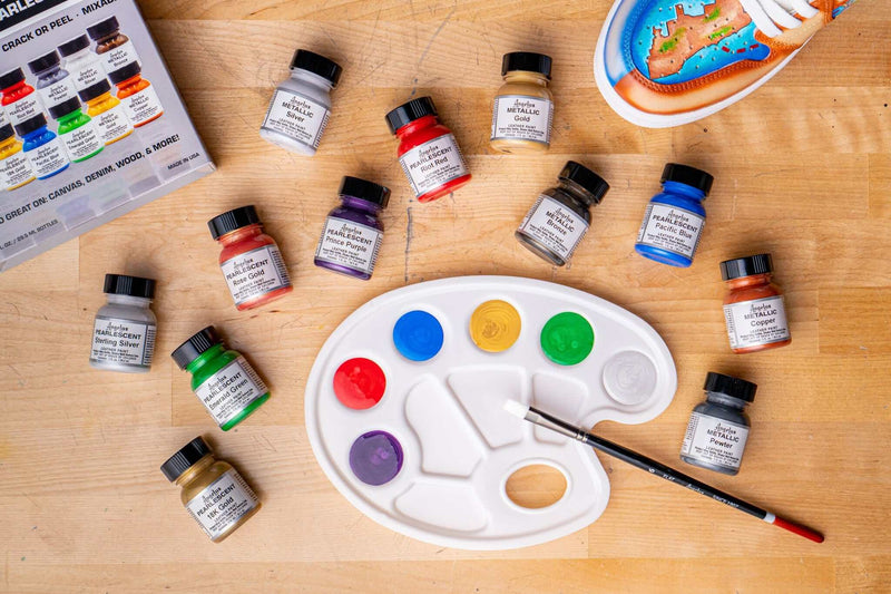 Angelus Pearlescent and Metallic Paint Kit - 12 Colours-SOLE