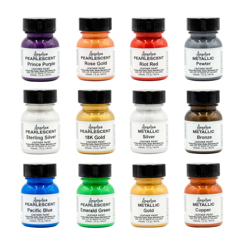 Angelus Pearlescent and Metallic Paint Kit - 12 Colours-SOLE