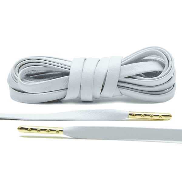 Lace Lab White Luxury Leather Laces - Gold Tips-SOLE