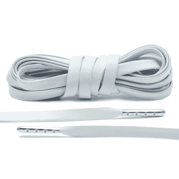 Lace Lab White Luxury Leather Laces - Silver Tips-SOLE