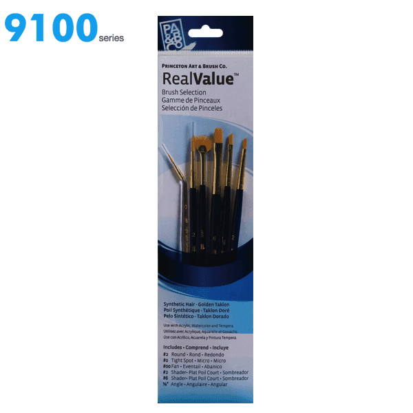 Princeton Brushes Synthetic-Golden Taklon Set of 6 (No. 9133)-SOLE